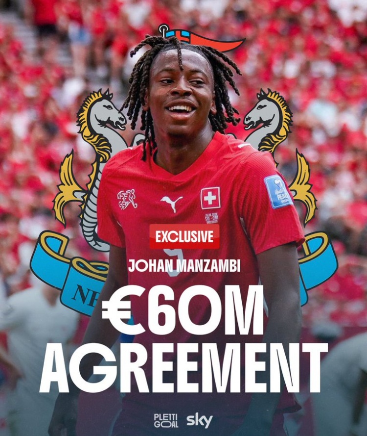 纽卡6000万欧锁定曼赞比，德天空确认已达协议